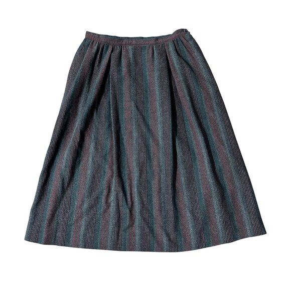Vintage Pendleton Wool Striped Skirt Green Red Oregon USA Pockets 1980s Retro - Picture 2 of 7